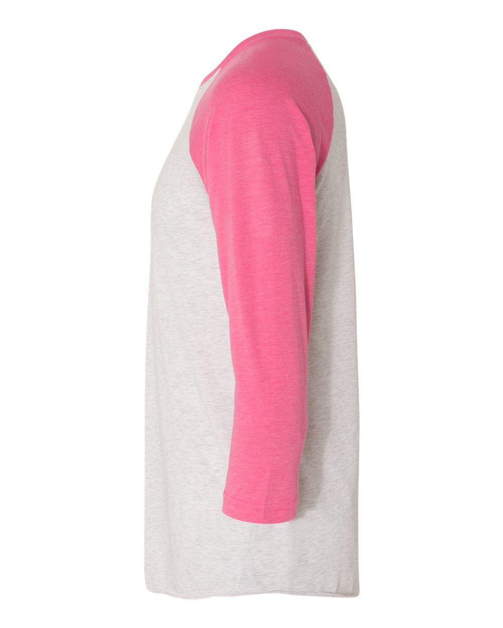 Unisex Triblend Three-Quarter Raglan T-Shirt - DirectSide - B56818302 - Vintage Pink Sleeves/ Heather White Body