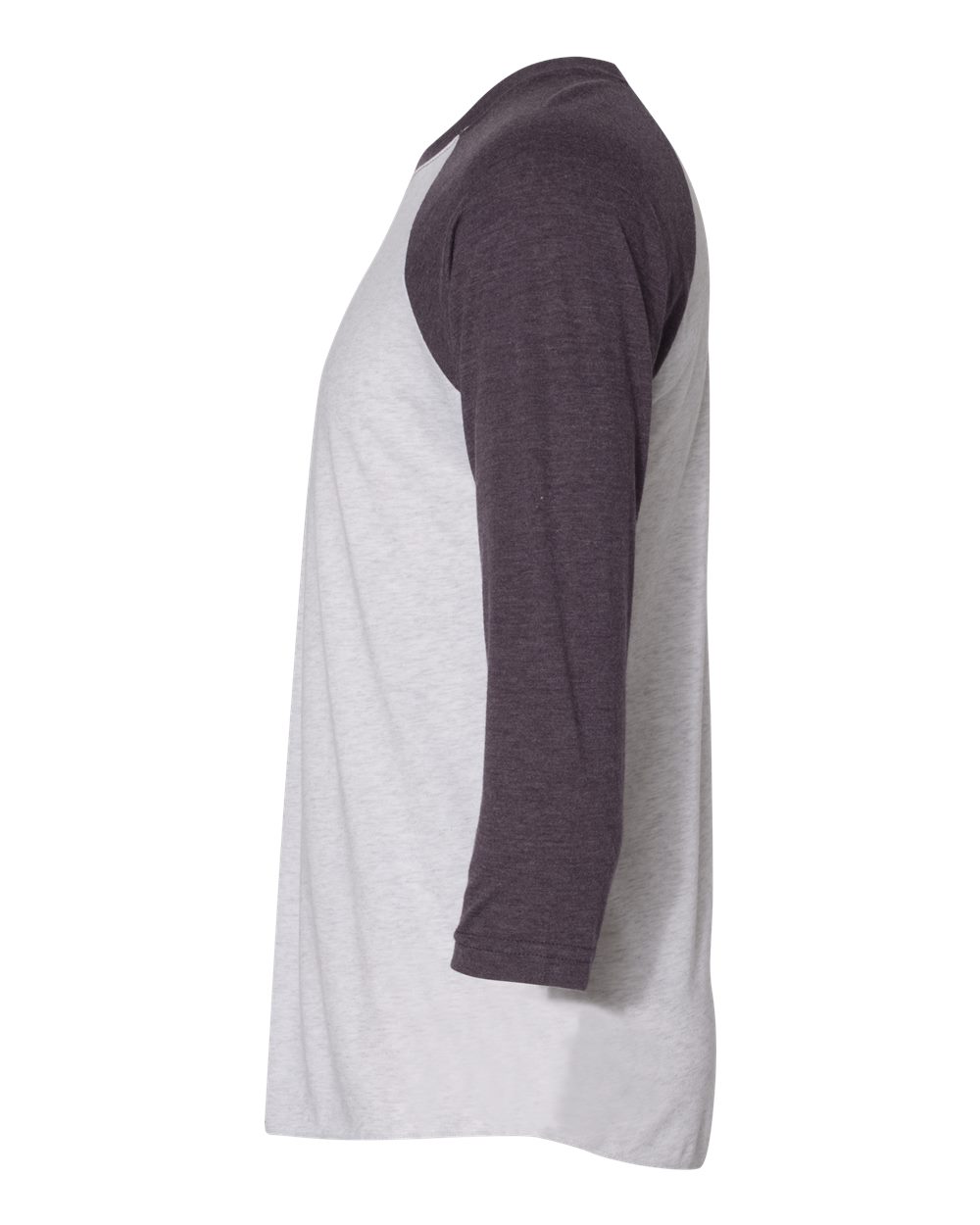 Unisex Triblend Three-Quarter Raglan T-Shirt - DirectSide - B56818532 - Vintage Purple Sleeves/ Heather White Body