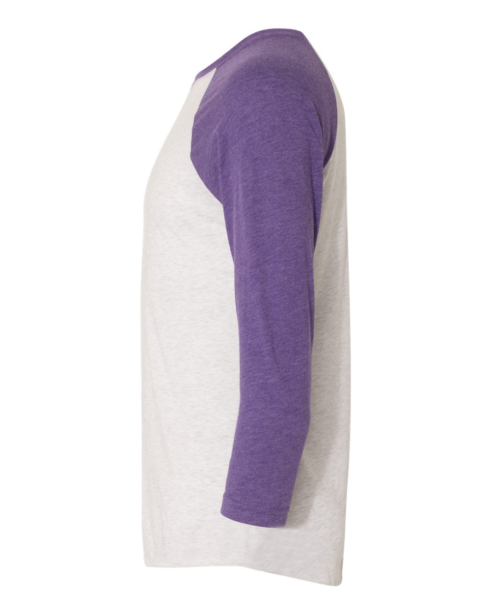 Unisex Triblend Three-Quarter Raglan T-Shirt - DirectSide - B56818672 - Purple Rush Sleeves/ Heather White Body