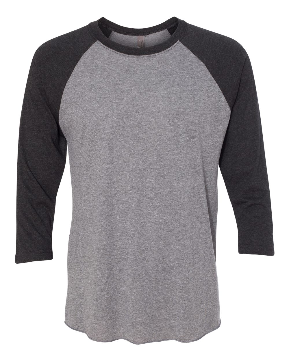 Unisex Triblend Three-Quarter Raglan T-Shirt - Front - B56818512 - Vintage Black Sleeves/ Premium Heather Body