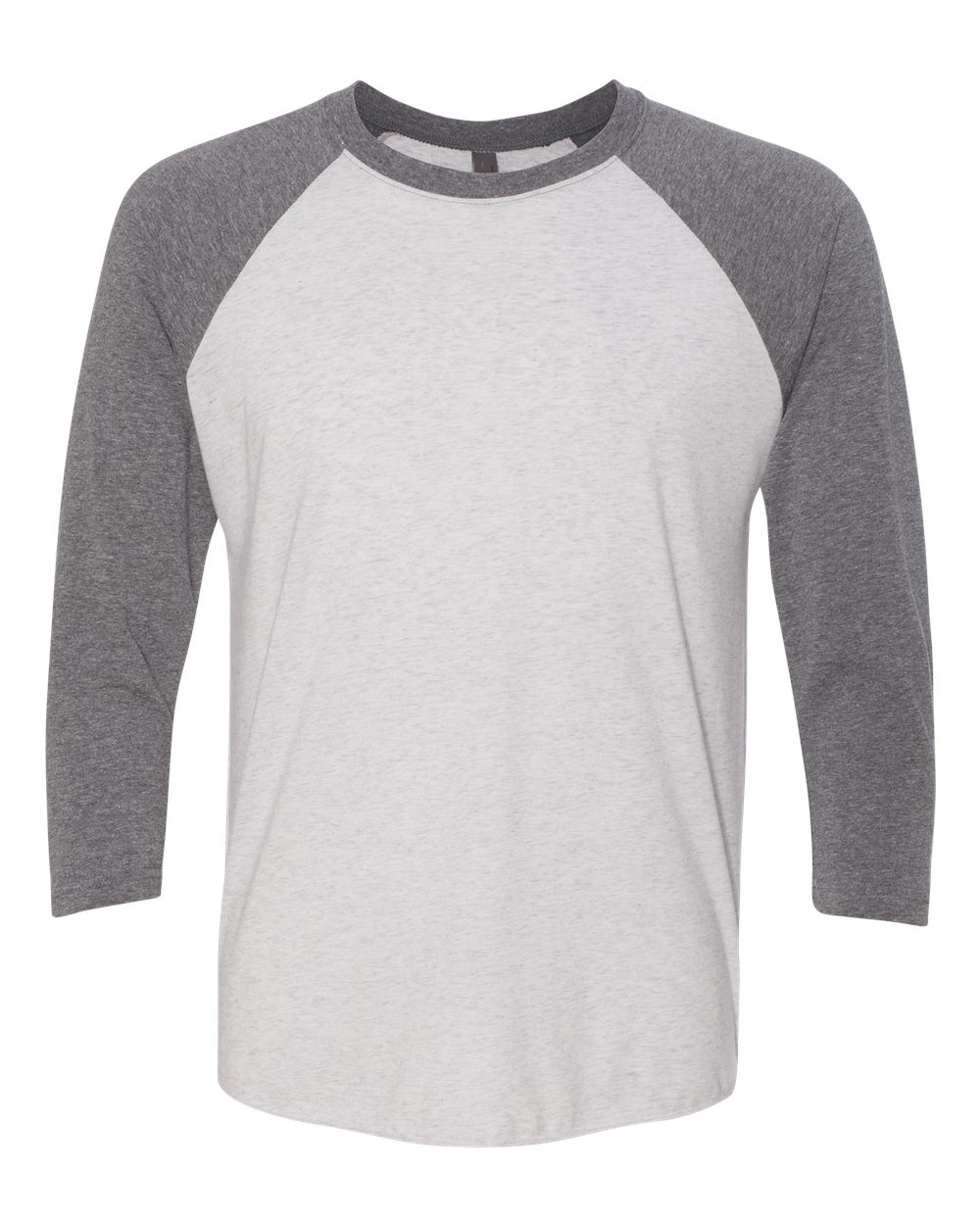 Unisex Triblend Three-Quarter Raglan T-Shirt - Front - B56818582 - Premium Heather Sleeves/ Heather White Body