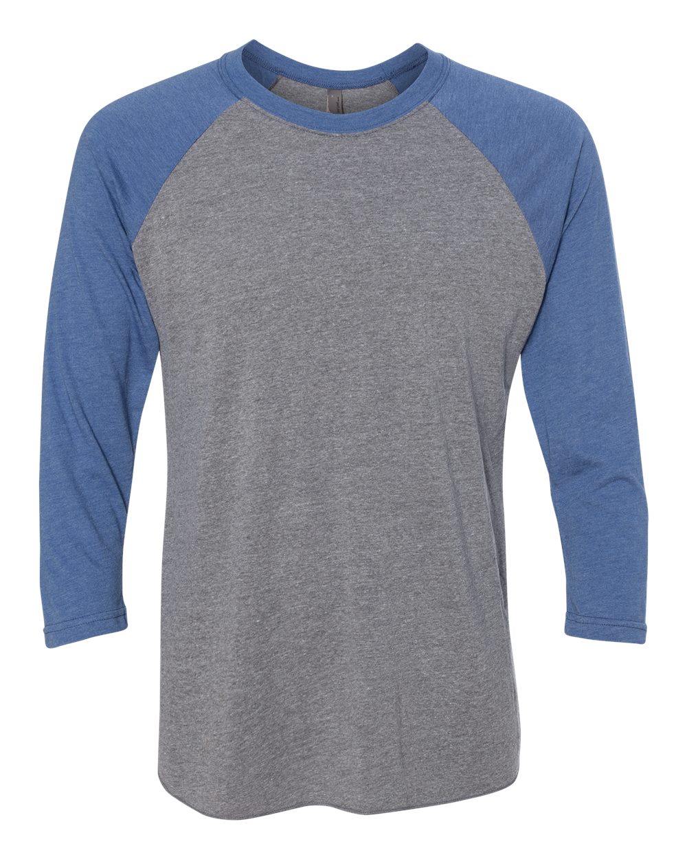 Unisex Triblend Three-Quarter Raglan T-Shirt - Front - B56818592 - Vintage Royal Sleeves/ Premium Heather Body