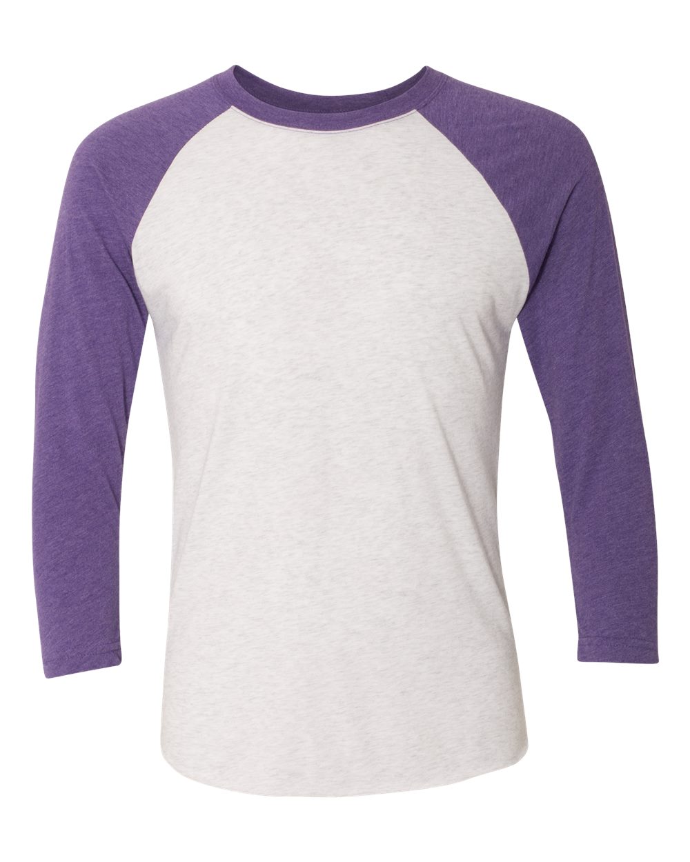 Unisex Triblend Three-Quarter Raglan T-Shirt - Front - B56818672 - Purple Rush Sleeves/ Heather White Body