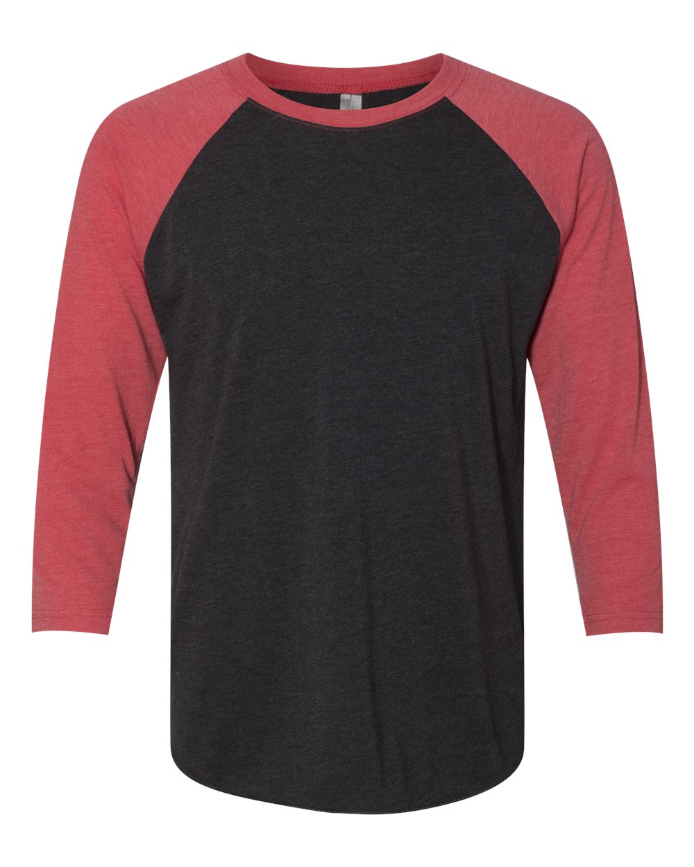 Unisex Triblend Three-Quarter Raglan T-Shirt - Front - B56818722 - Vintage Red Sleeves/ Vintage Black Body