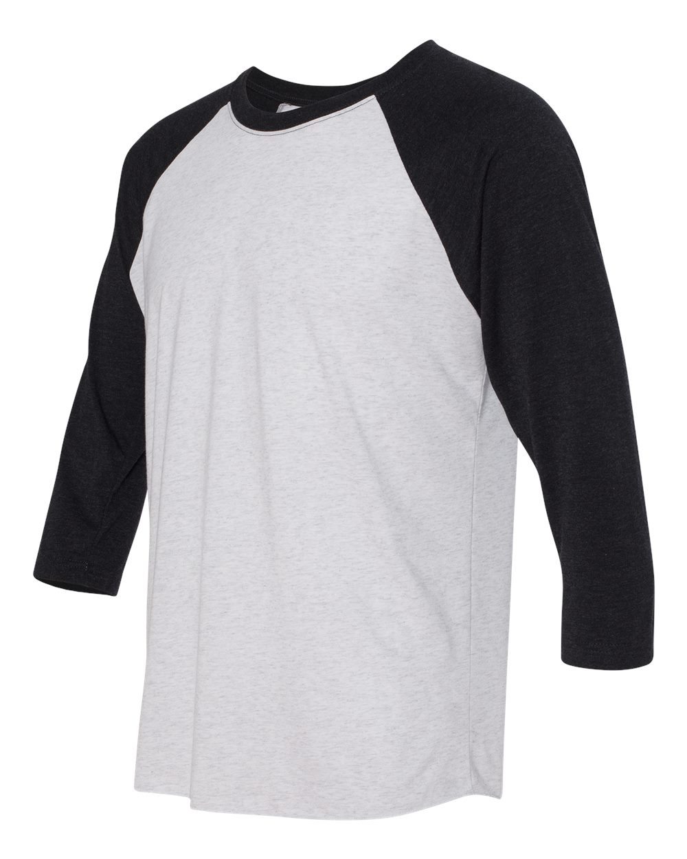 Unisex Triblend Three-Quarter Raglan T-Shirt - Side - B56818502 - Vintage Black Sleeves/ Heather White Body