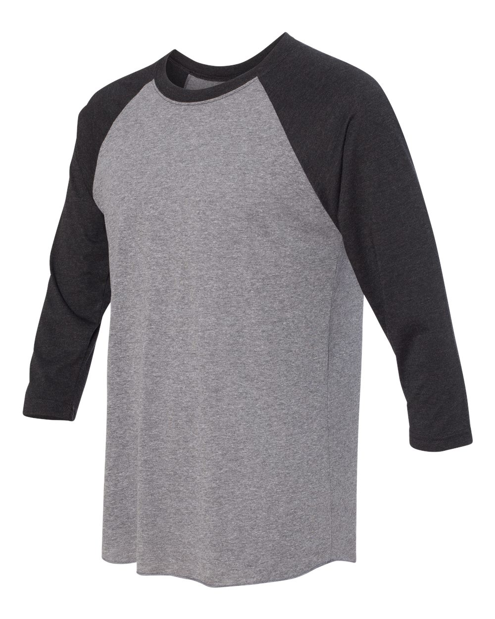 Unisex Triblend Three-Quarter Raglan T-Shirt - Side - B56818512 - Vintage Black Sleeves/ Premium Heather Body