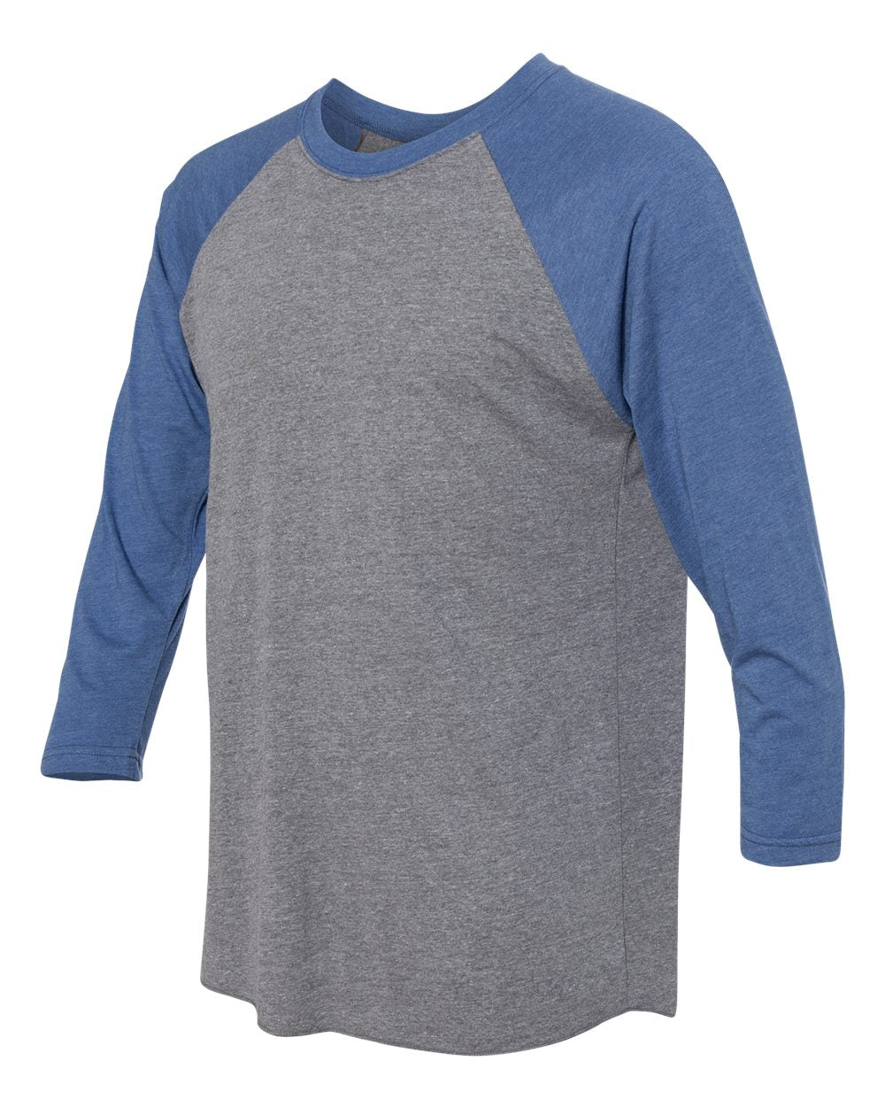 Unisex Triblend Three-Quarter Raglan T-Shirt - Side - B56818592 - Vintage Royal Sleeves/ Premium Heather Body