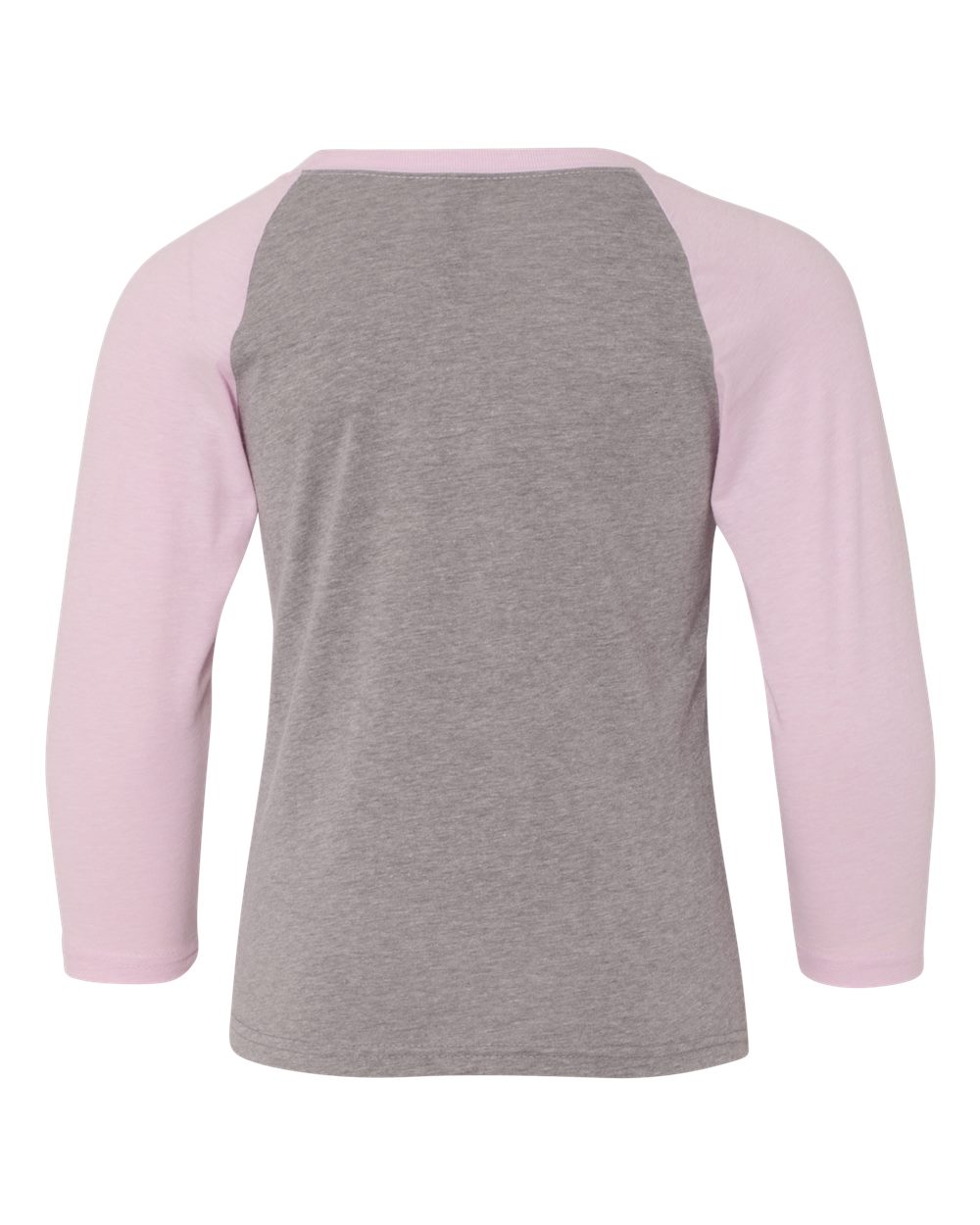 Youth CVC Three-Quarter Sleeve Raglan T-Shirt - Back - B20018216 - Lilac Sleeves/ Dark Heather Grey Body