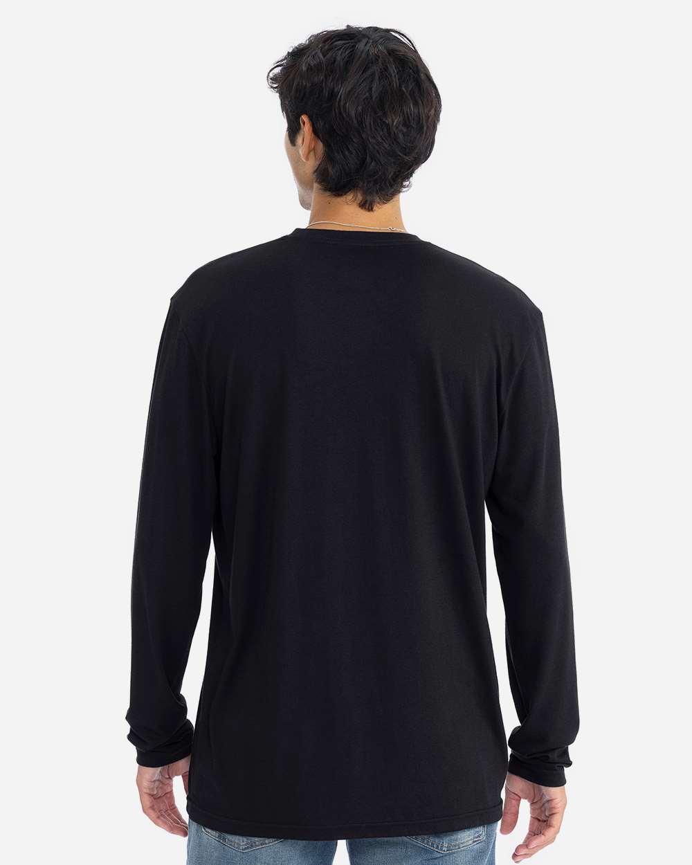 Men's Triblend Long Sleeve T-Shirt - OnModelBack - B26818502 - Black
