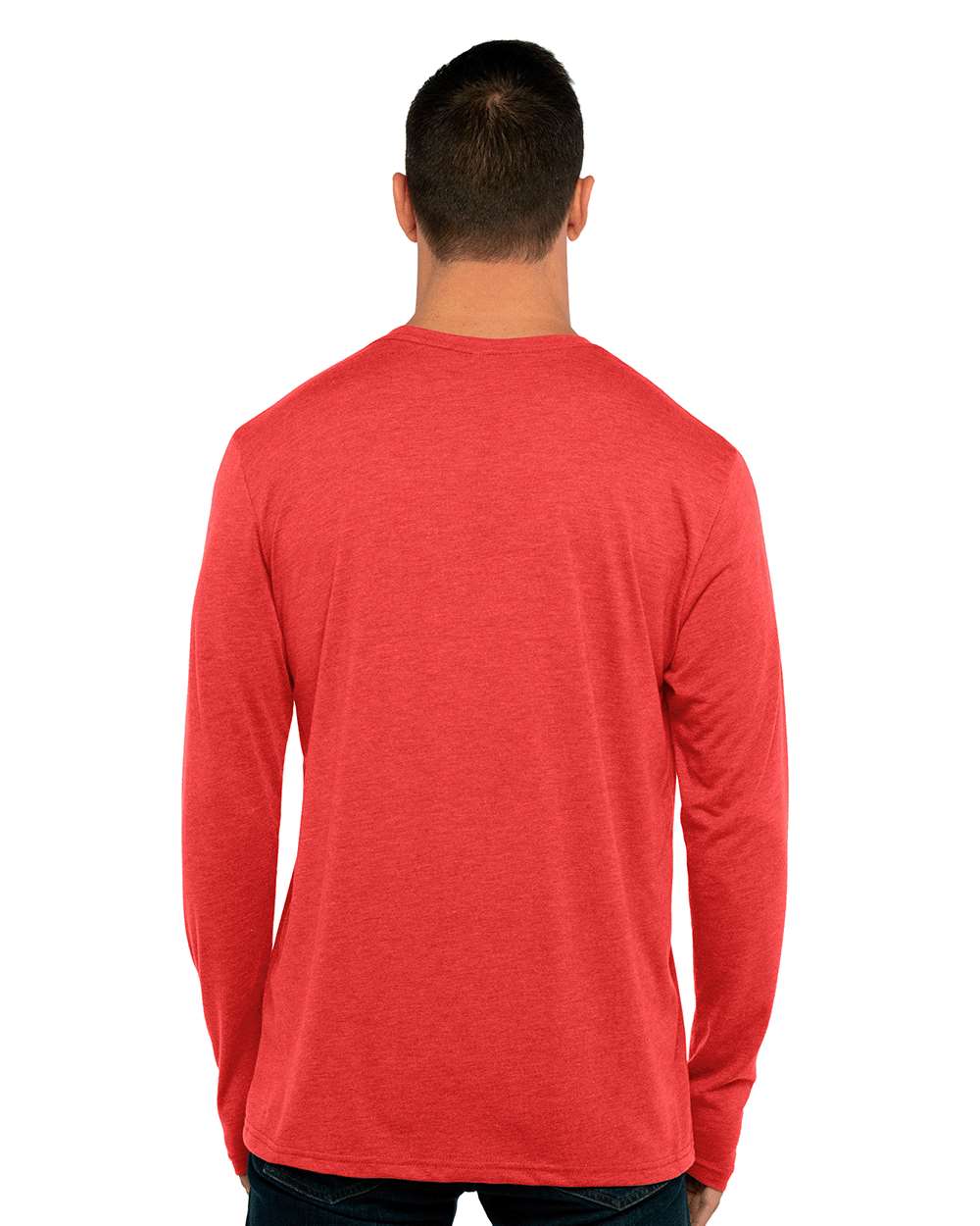 Men's Triblend Long Sleeve T-Shirt - OnModelBack - B26818712 - Vintage Red