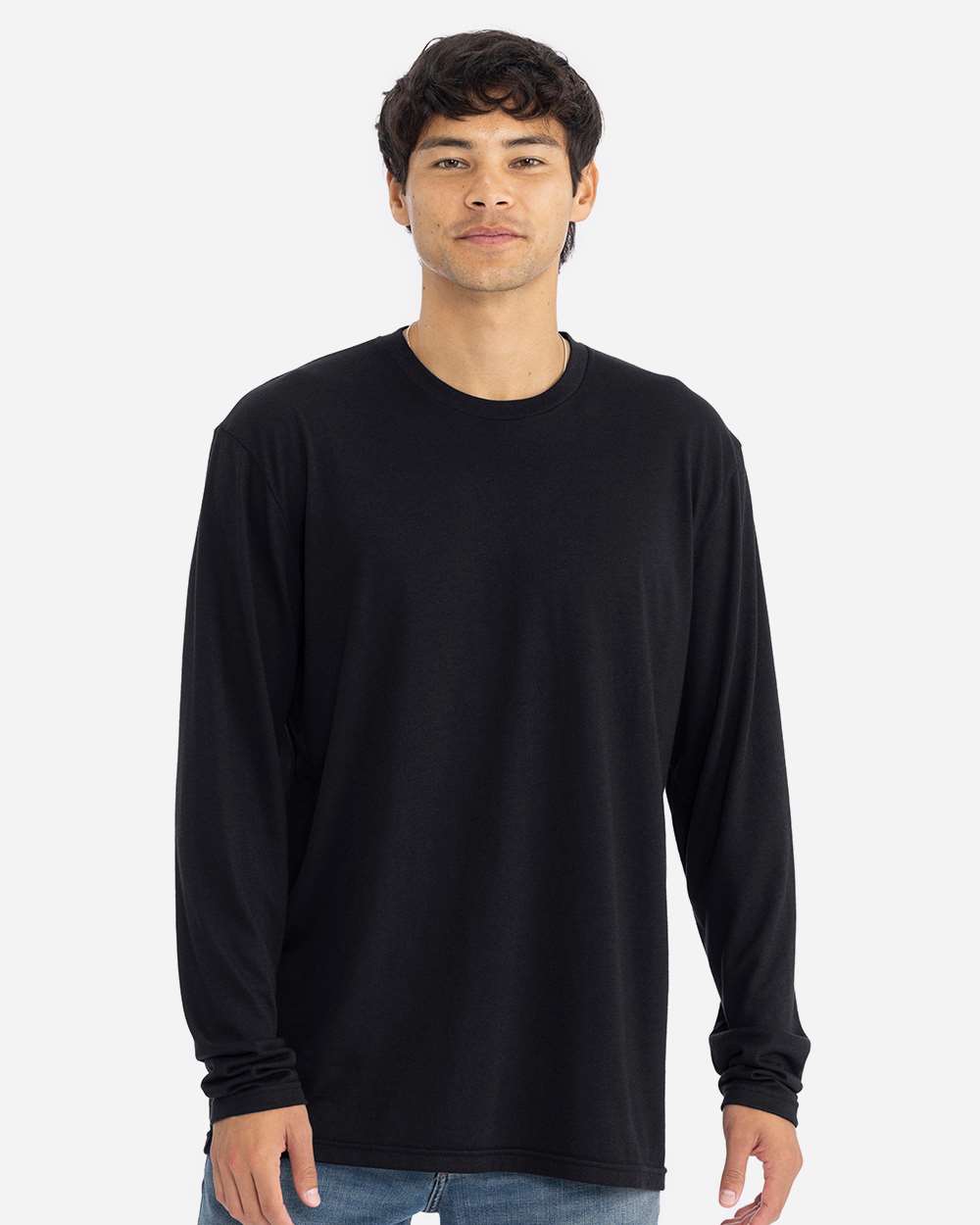 Men's Triblend Long Sleeve T-Shirt - OnModelFront - B26818502 - Black