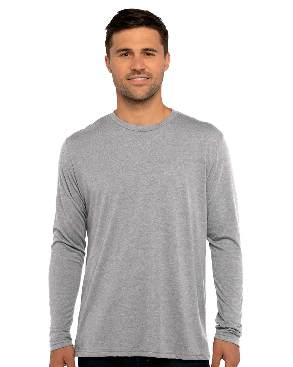 Men's Triblend Long Sleeve T-Shirt - OnModelFront - B26818582 - Premium Heather