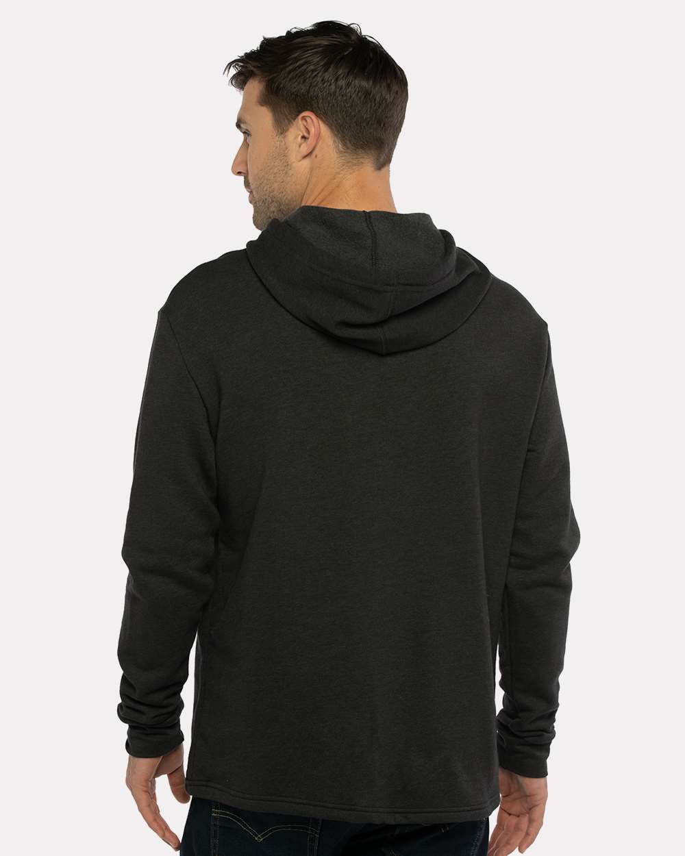 Unisex Malibu Welt Pocket Hoodie Sweatshirt - OnModelBack - B27018512 - Heather Black