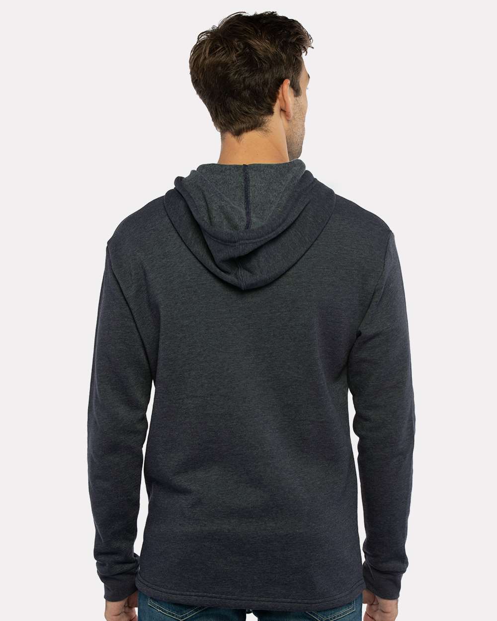 Unisex Malibu Welt Pocket Hoodie Sweatshirt - OnModelBack - B27018652 - Heather Midnight Navy