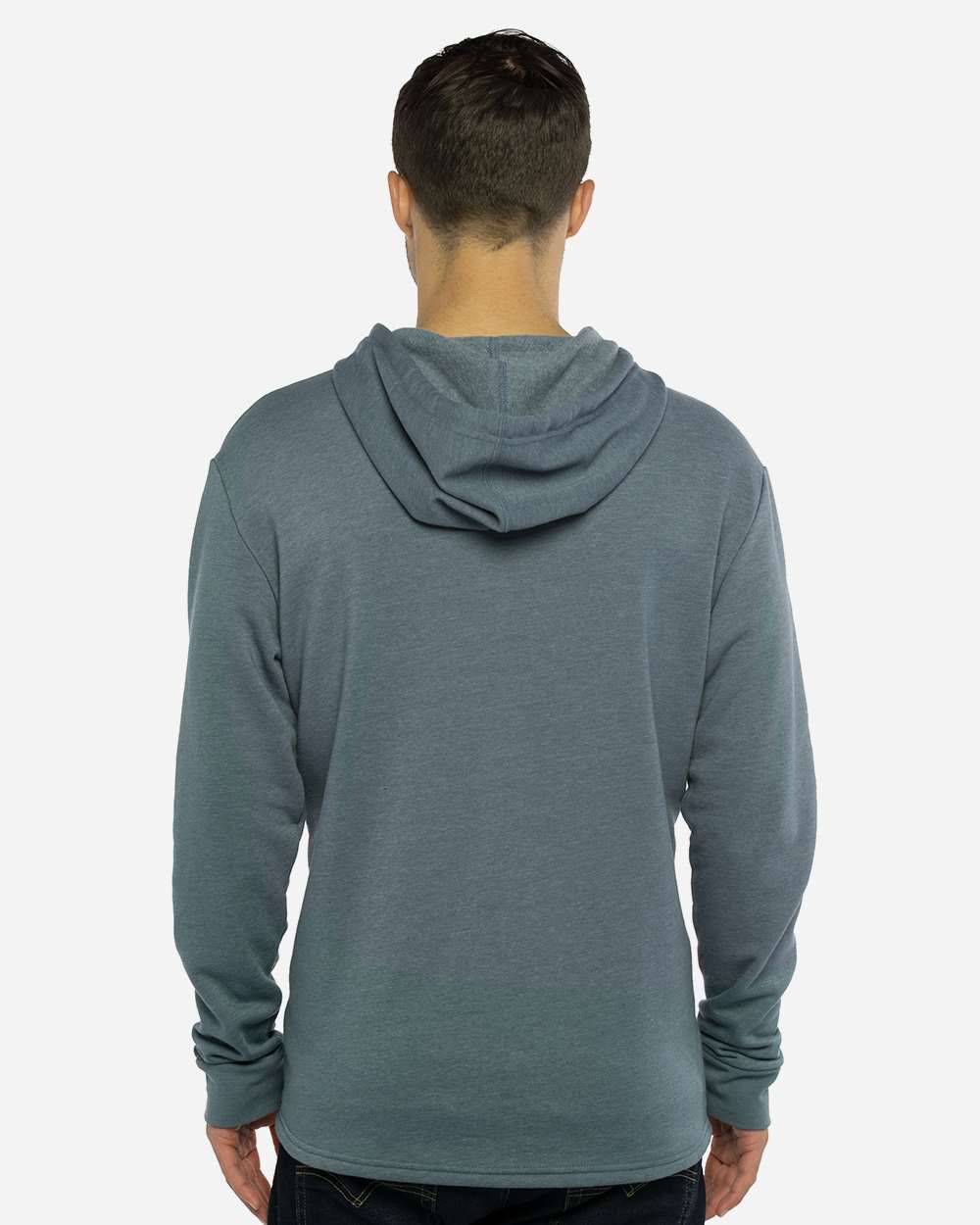 Unisex Malibu Welt Pocket Hoodie Sweatshirt - OnModelBack - B27018992 - Heather Slate Blue