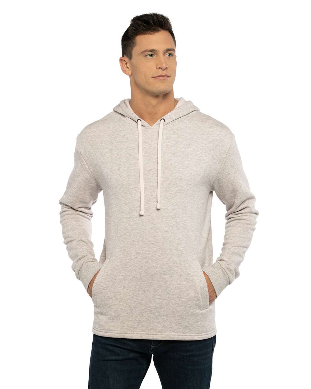 Unisex Malibu Welt Pocket Hoodie Sweatshirt - OnModelFront - B27018242 - Oatmeal