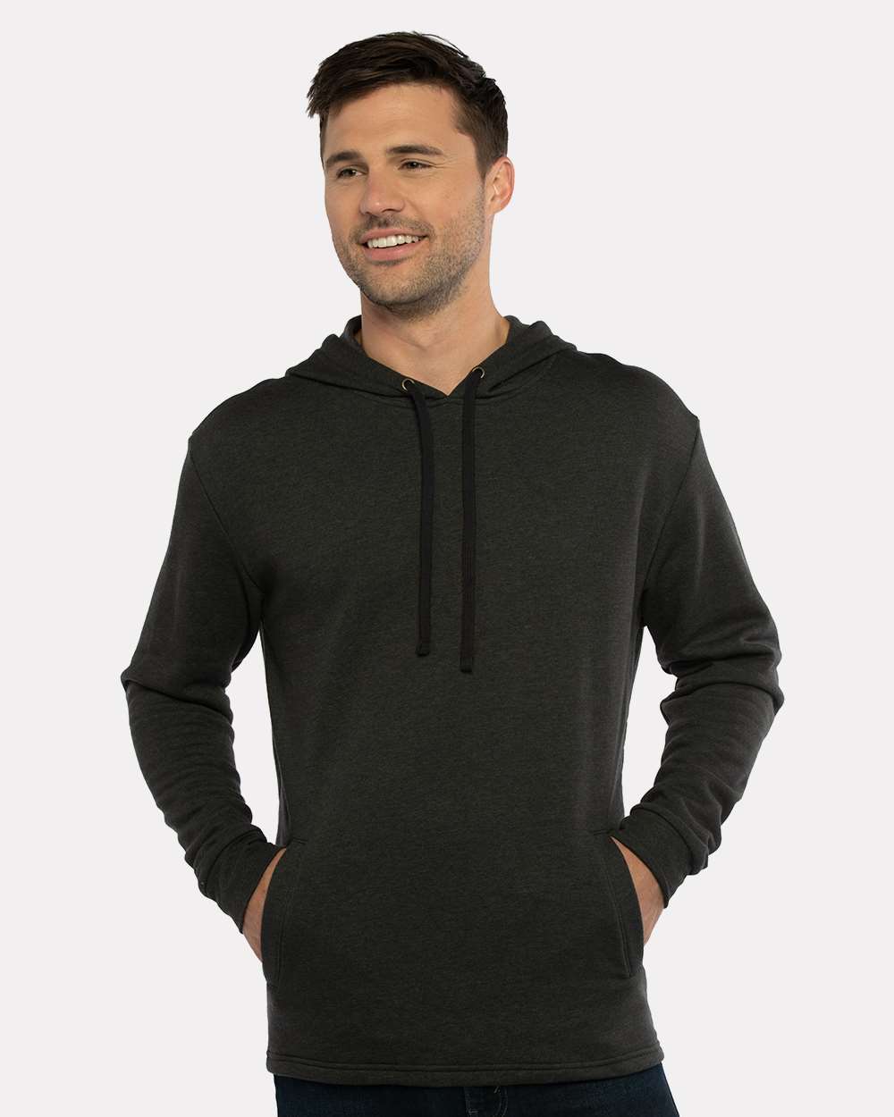 Unisex Malibu Welt Pocket Hoodie Sweatshirt - OnModelFront - B27018512 - Heather Black