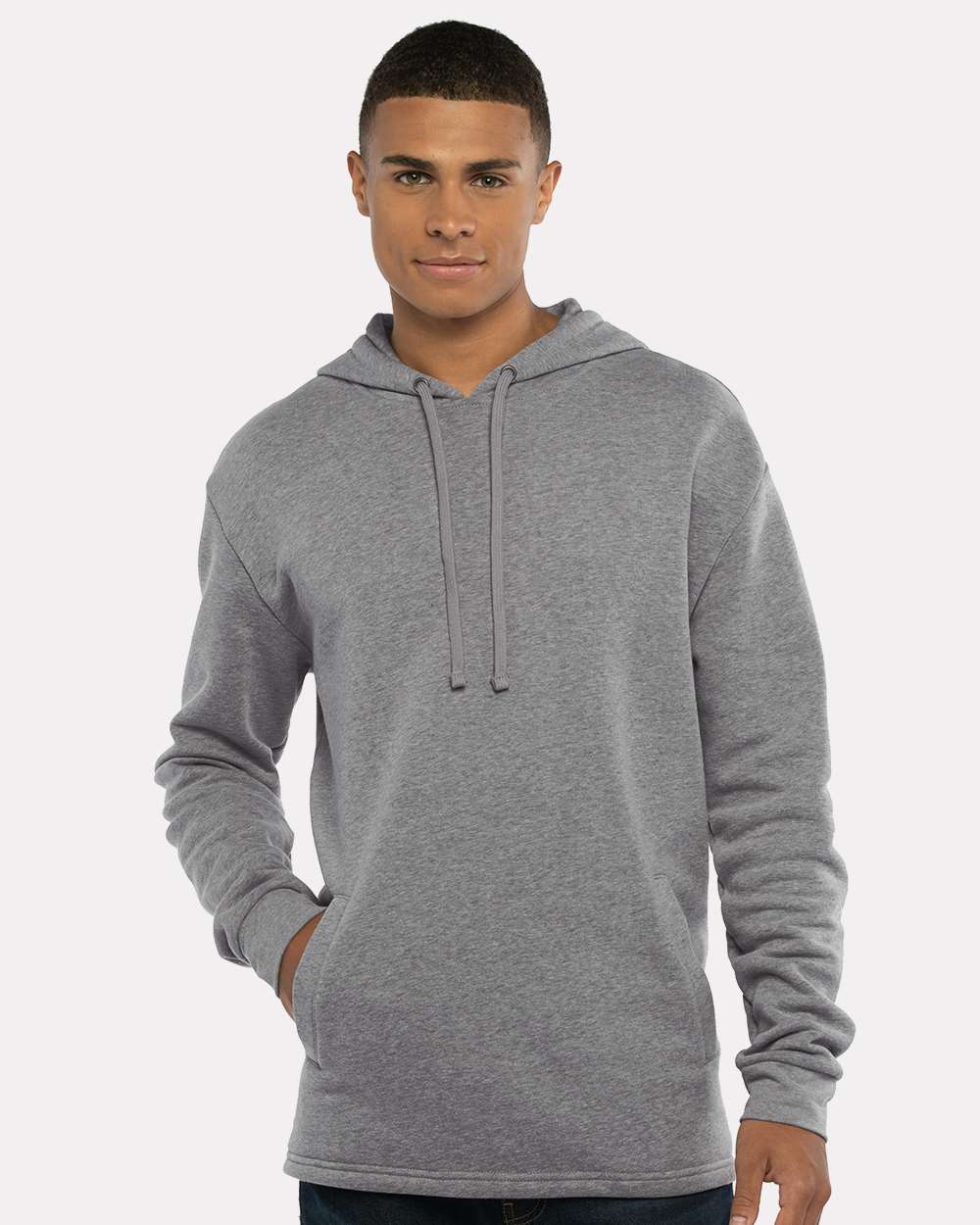 Unisex Malibu Welt Pocket Hoodie Sweatshirt - OnModelFront - B27018582 - Heather Grey