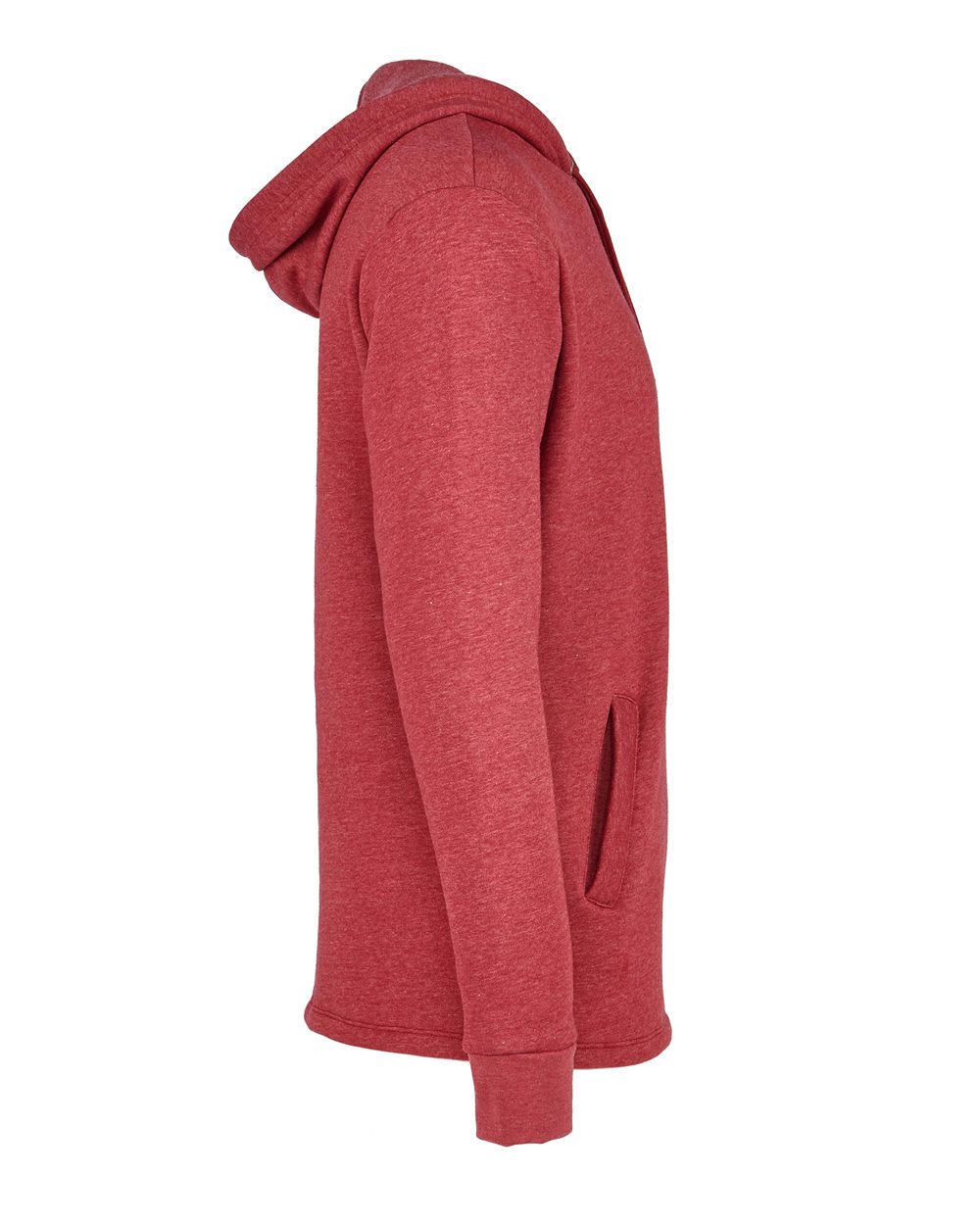 Unisex Malibu Welt Pocket Hoodie Sweatshirt - Side - B27018522 - Heather Cardinal