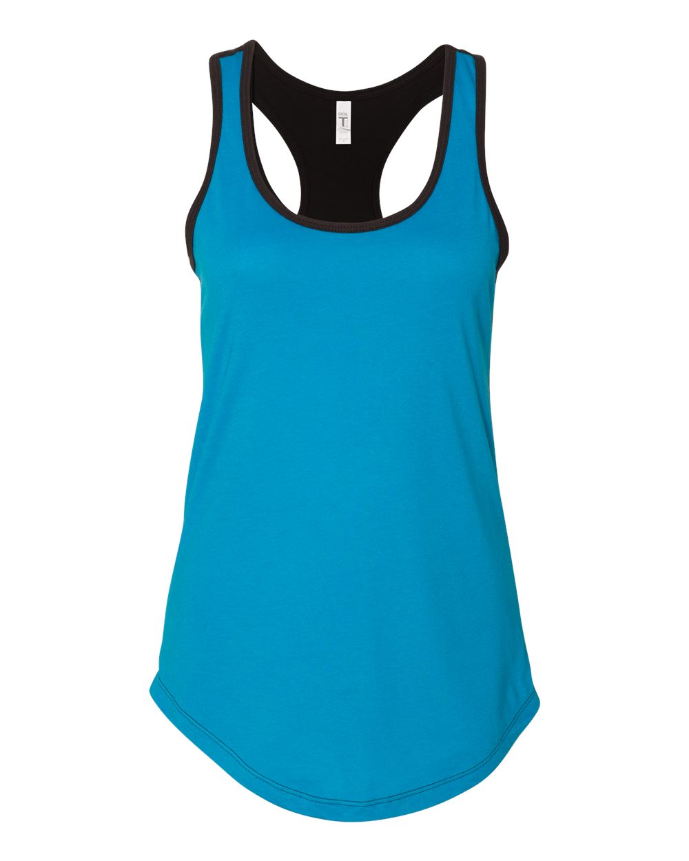 Women’s Ideal Colorblocked Racerback Tank - Front - B38218763 - Turquoise/ Black