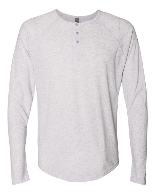 Men's Triblend Henley T-Shirt - Front - B38718003 - Heather White