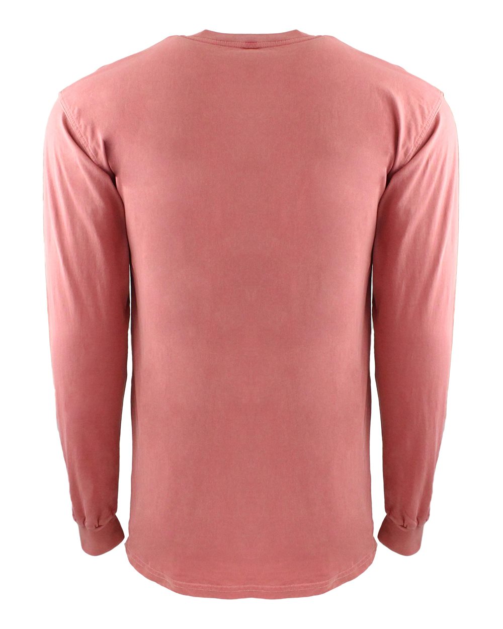 Unisex Inspired Dye Long Sleeve Pocket T-Shirt - Back - B39818272 - Guava