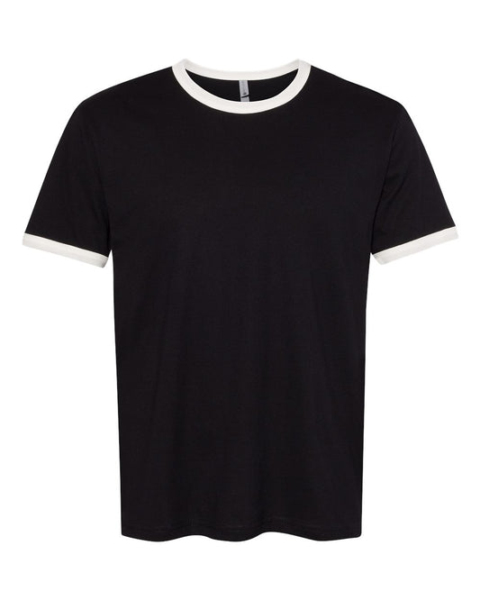 Unisex Cotton Ringer T-Shirt - Front - B20118512 - Black/ Natural