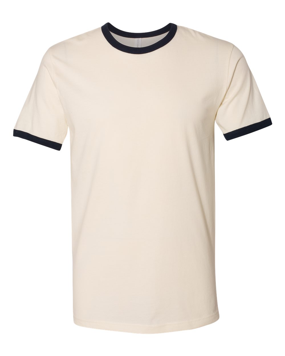 Unisex Cotton Ringer T-Shirt - Front - B20118862 - Natural/ Midnight Navy