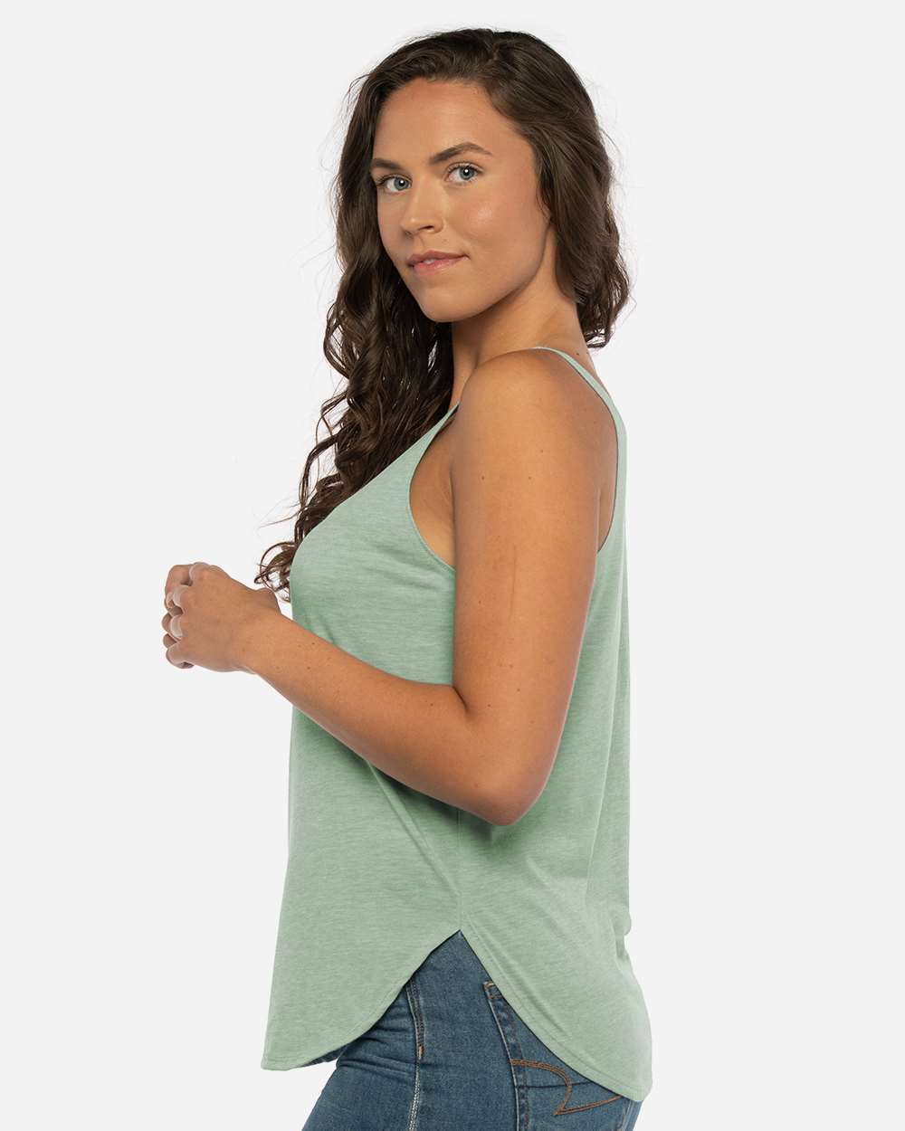 Women's Festival Tank - OnModelSide - B20318192 - Stonewash Green