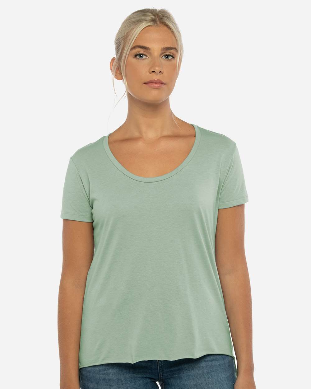 Women's Festival Scoop Neck T-Shirt - OnModelFront - B20418192 - Stonewash Green