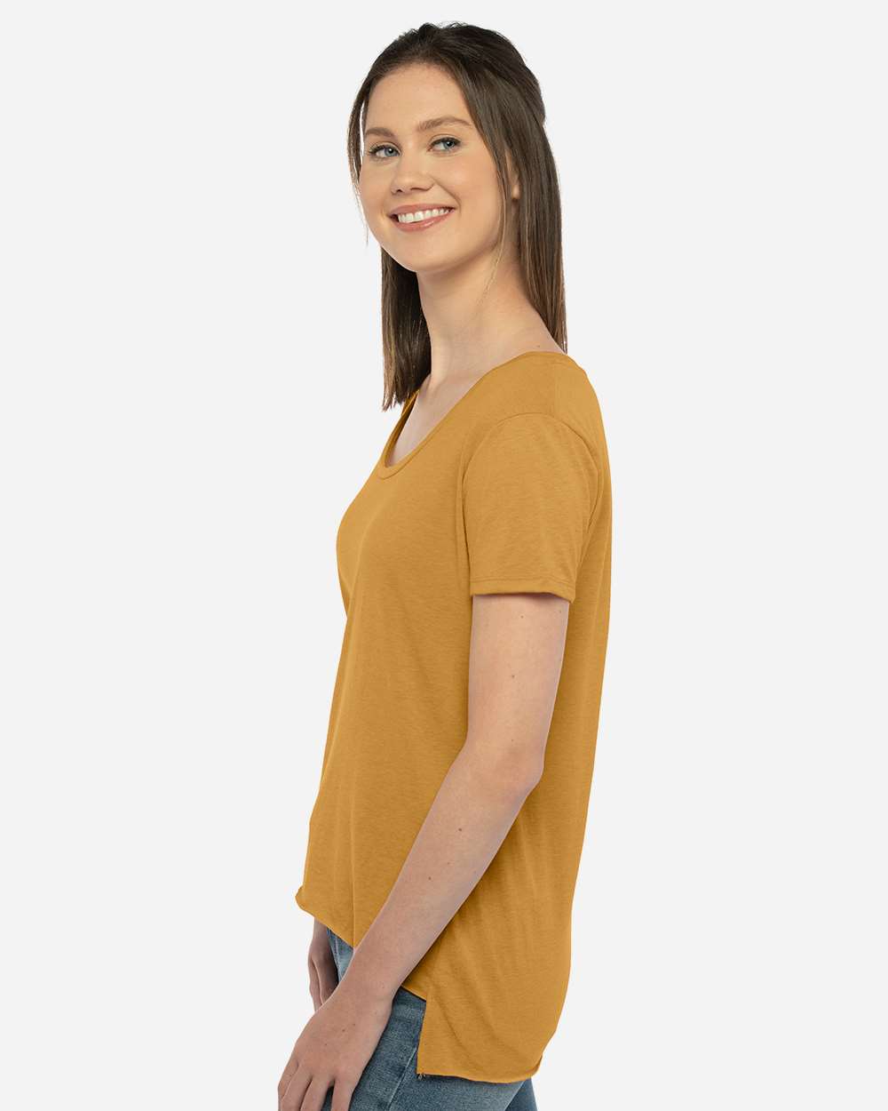 Women's Festival Scoop Neck T-Shirt - OnModelSide - B20418282 - Antique Gold
