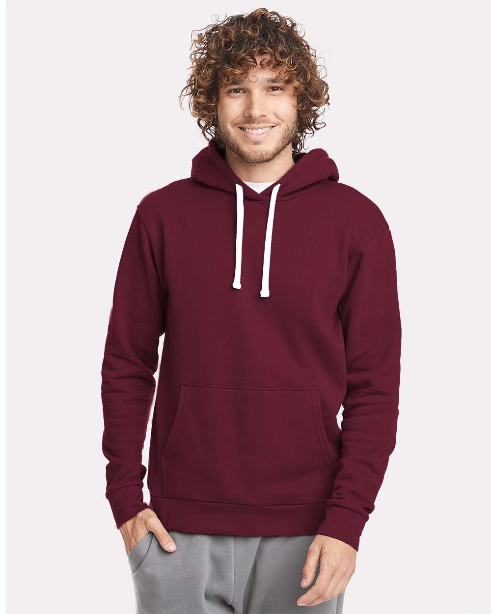 Unisex Santa Barbara Hoodie Sweatshirt - OnModelFront - B21118532 - Maroon