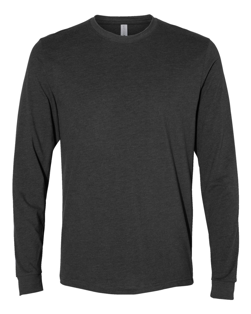 Unisex Sueded Long Sleeve T-Shirt - Front - B20818092 - Heather Charcoal