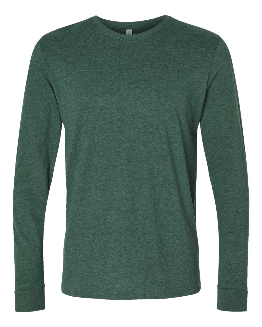 Unisex Sueded Long Sleeve T-Shirt - Front - B20818542 - Heather Forest Green