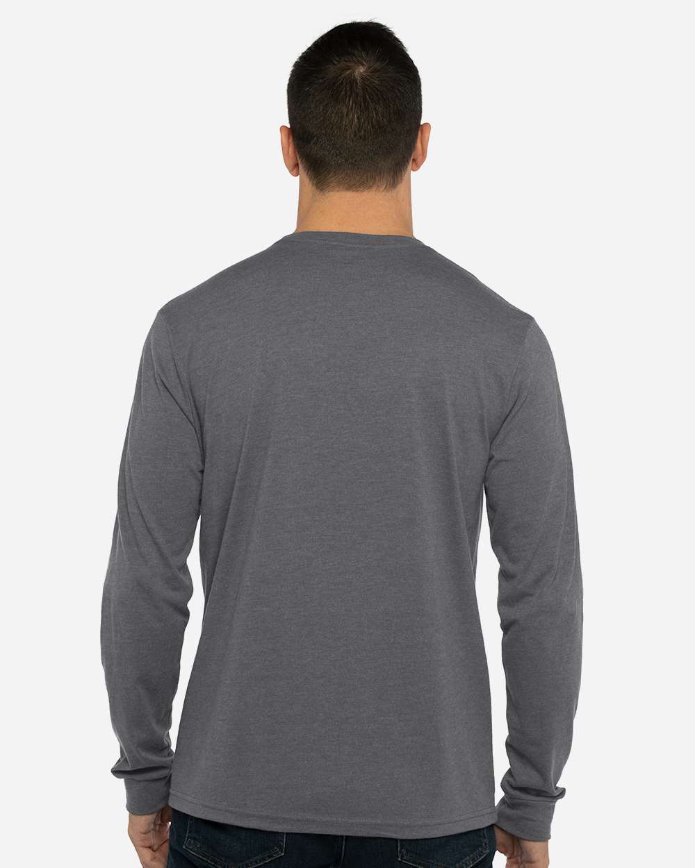Unisex Sueded Long Sleeve T-Shirt - OnModelBack - B20818072 - Heather Metal