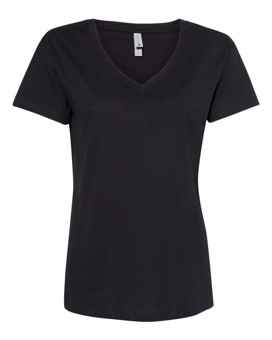 Women’s Cotton V-Neck T-Shirt - Front - B00418504 - Black