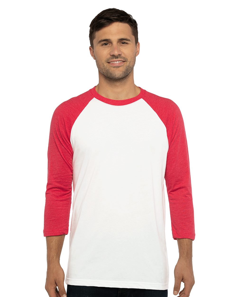 Unisex CVC Three-Quarter Sleeve Raglan T-Shirt - styleImage