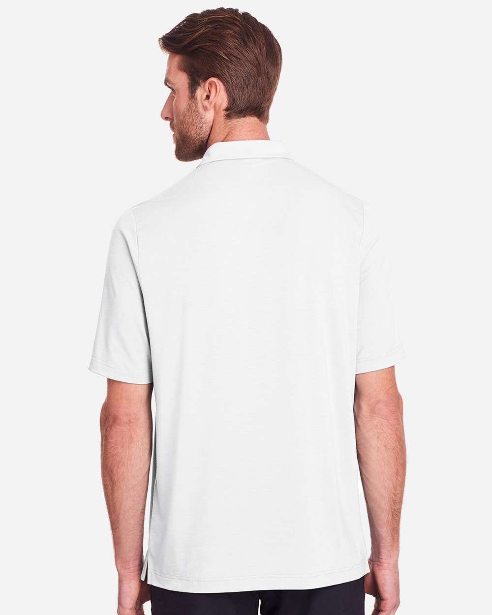 Men's JAQ Snap-Up Stretch Performance Polo - OnModelBack - B157D3003 - White