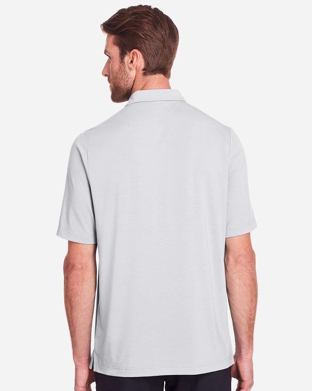 Men's JAQ Snap-Up Stretch Performance Polo - OnModelBack - B157D3023 - Platinum