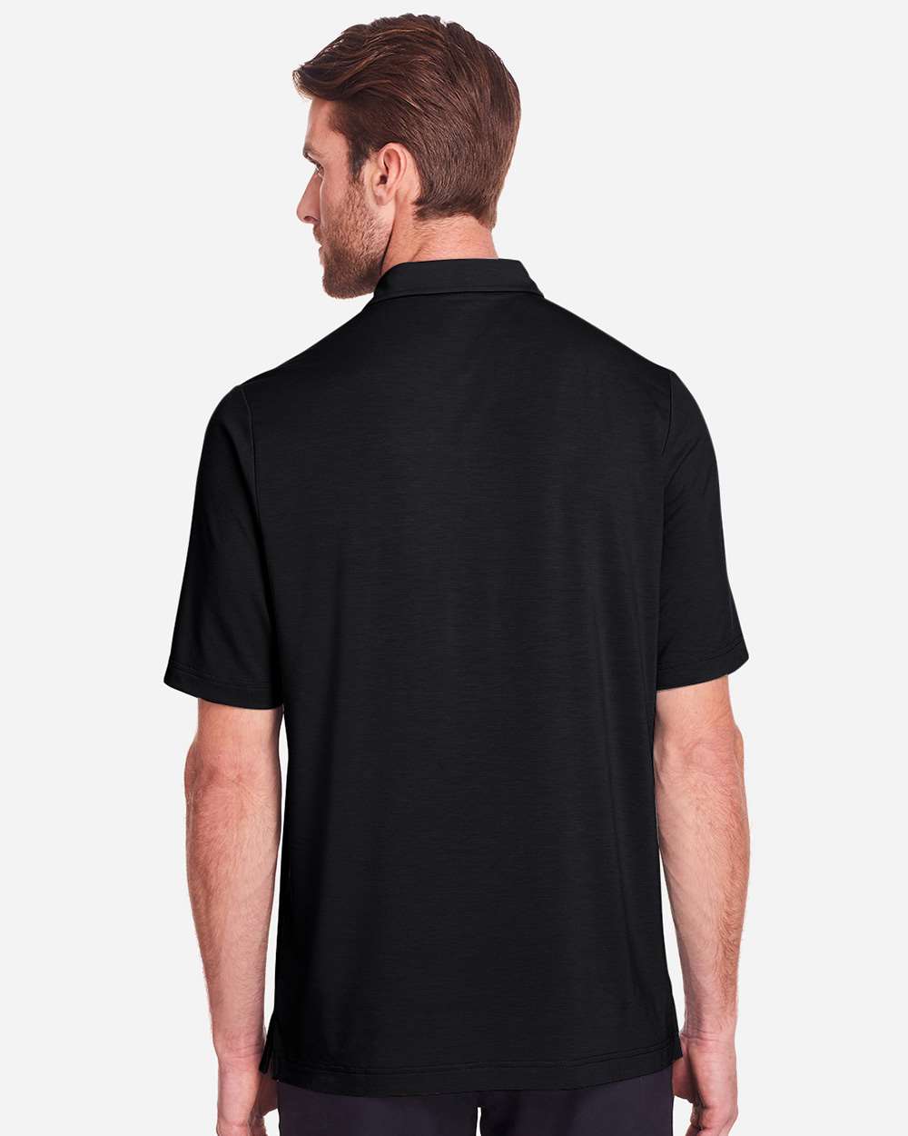Men's JAQ Snap-Up Stretch Performance Polo - OnModelBack - B157D3503 - Black