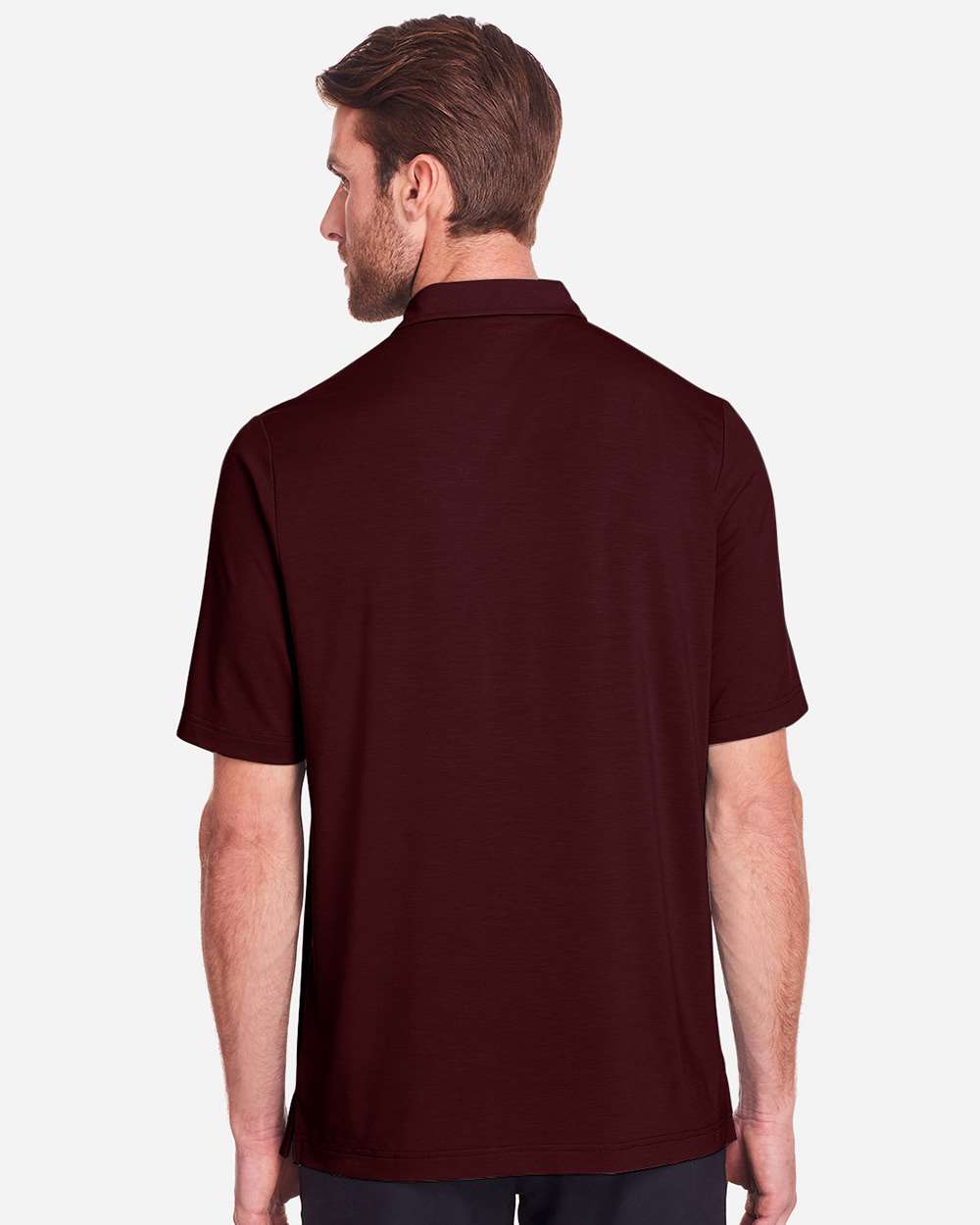 Men's JAQ Snap-Up Stretch Performance Polo - OnModelBack - B157D3533 - Burgundy
