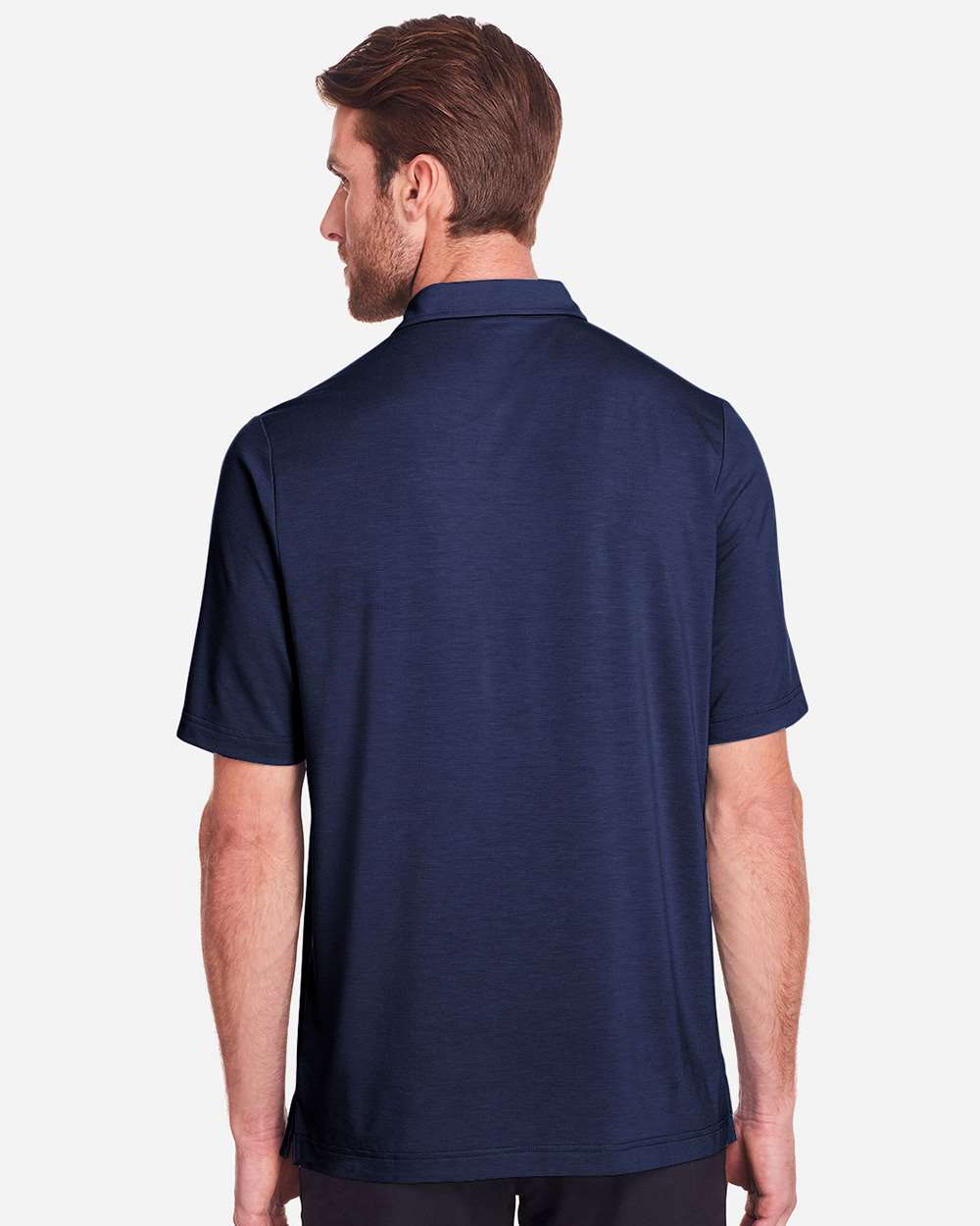 Men's JAQ Snap-Up Stretch Performance Polo - OnModelBack - B157D3653 - Classic Navy