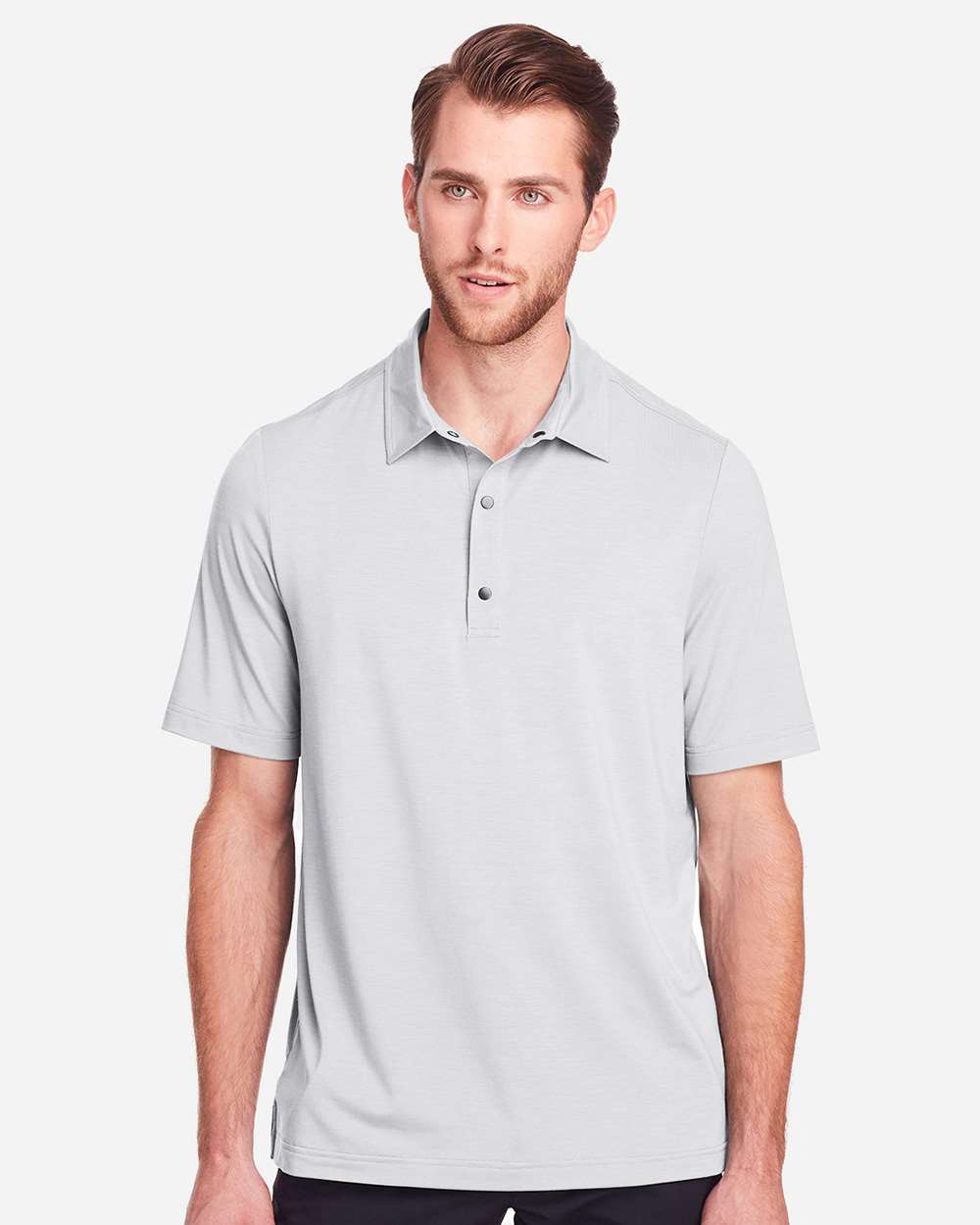 Men's JAQ Snap-Up Stretch Performance Polo - OnModelFront - B157D3023 - Platinum