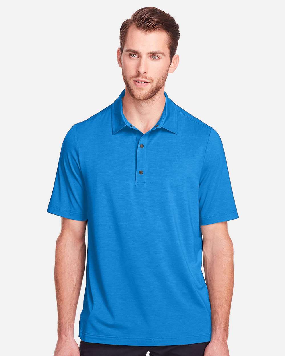 Men's JAQ Snap-Up Stretch Performance Polo - OnModelFront - B157D3103 - Light Nautical Blue