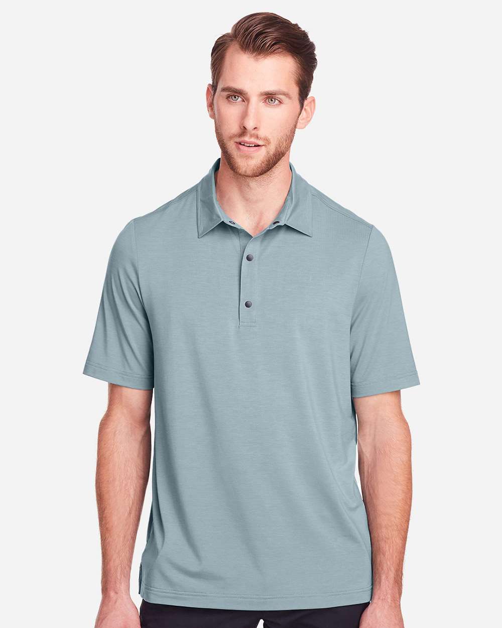 Men's JAQ Snap-Up Stretch Performance Polo - OnModelFront - B157D3253 - Opal Blue