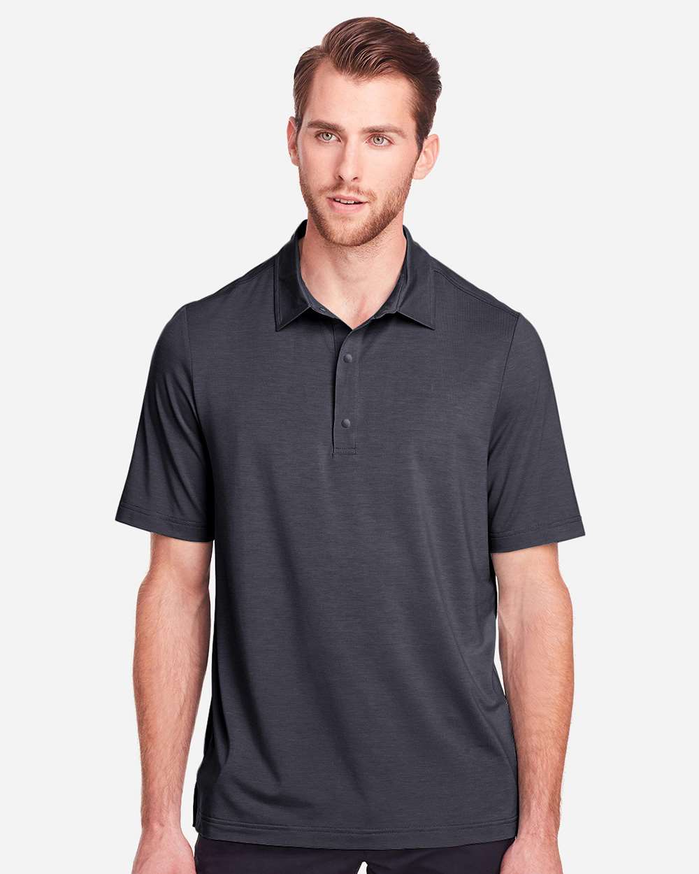 Men's JAQ Snap-Up Stretch Performance Polo - OnModelFront - B157D3593 - Carbon