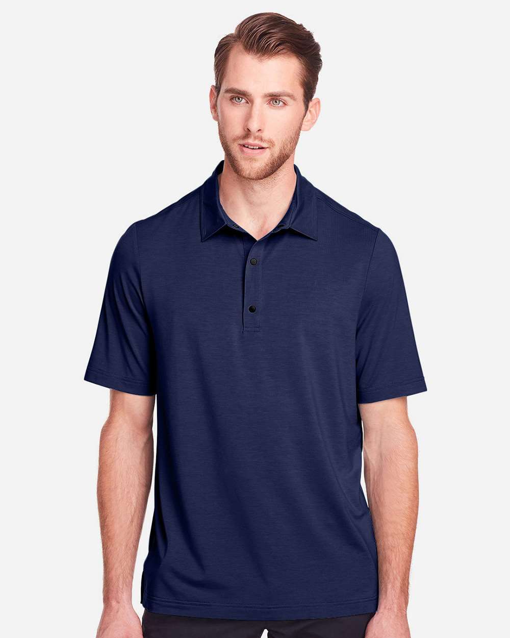 Men's JAQ Snap-Up Stretch Performance Polo - OnModelFront - B157D3653 - Classic Navy