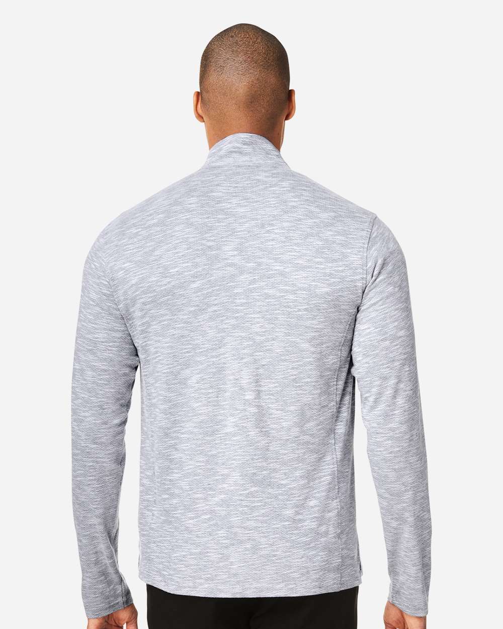 Men's Eclipse Jacquard Quarter-Zip Pullover - OnModelBack - B178D3023 - Platinum Heather