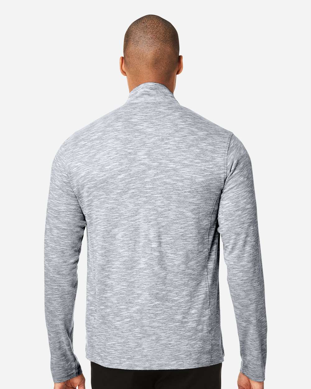 Men's Eclipse Jacquard Quarter-Zip Pullover - OnModelBack - B178D3503 - Black Heather