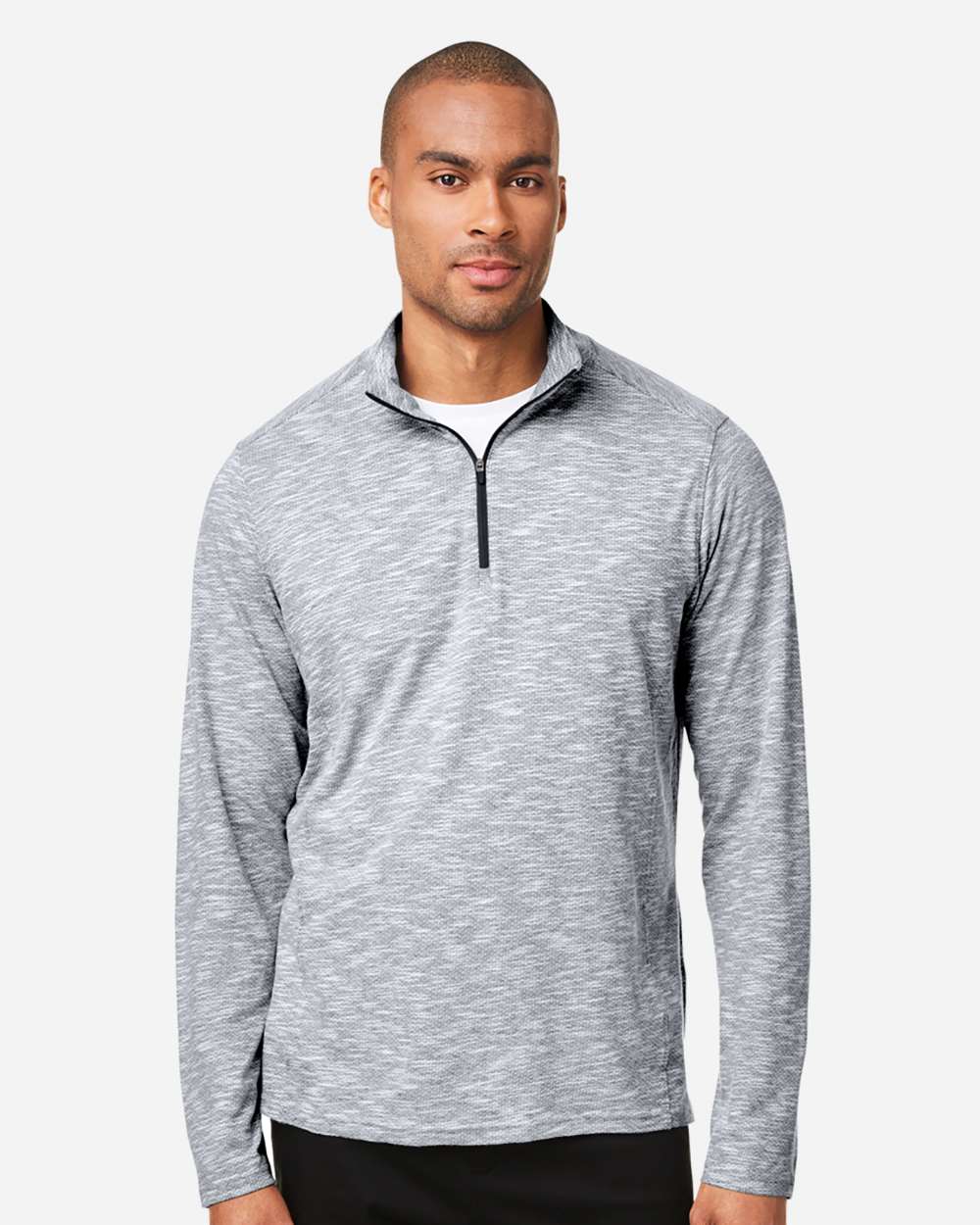 Men's Eclipse Jacquard Quarter-Zip Pullover - OnModelFront - B178D3503 - Black Heather